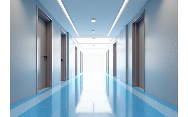 경사로와 넓은 출입구가 있는 접근성 좋은 공공 건물 로비